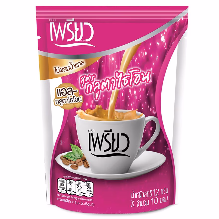 Preaw Instant Coffee Mixed Glutathione 12g x 10 Sachets