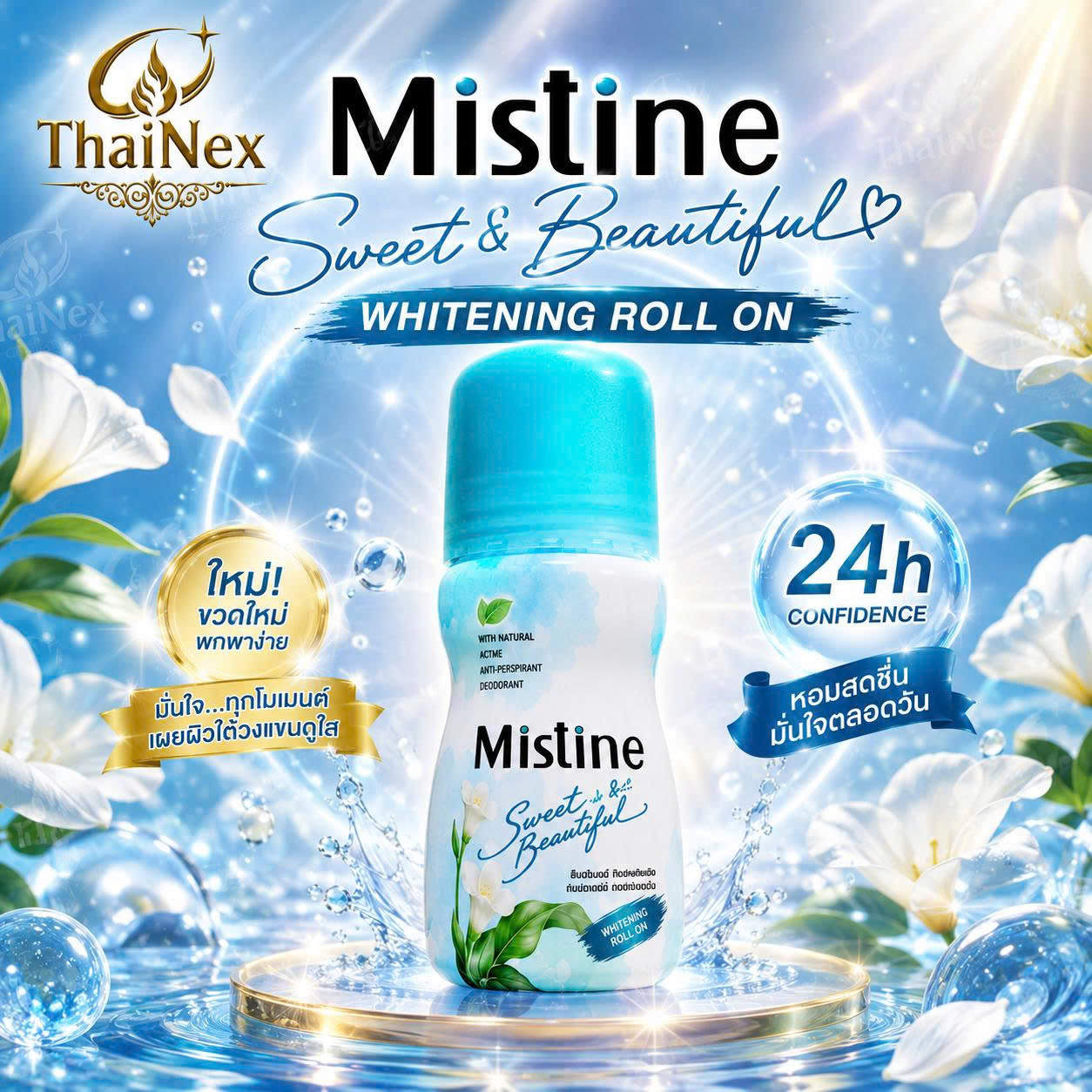 MISTINE SWEET & BEAUTIFUL WHITENING ROLL ON