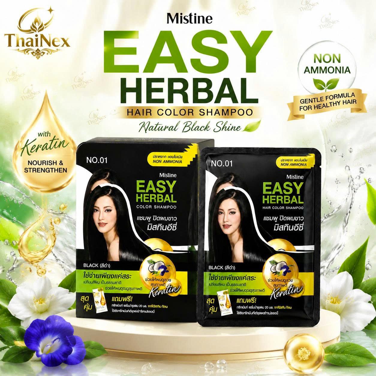 Mistine Easy Herbal Hair Color Shampoo 35ml - No.1