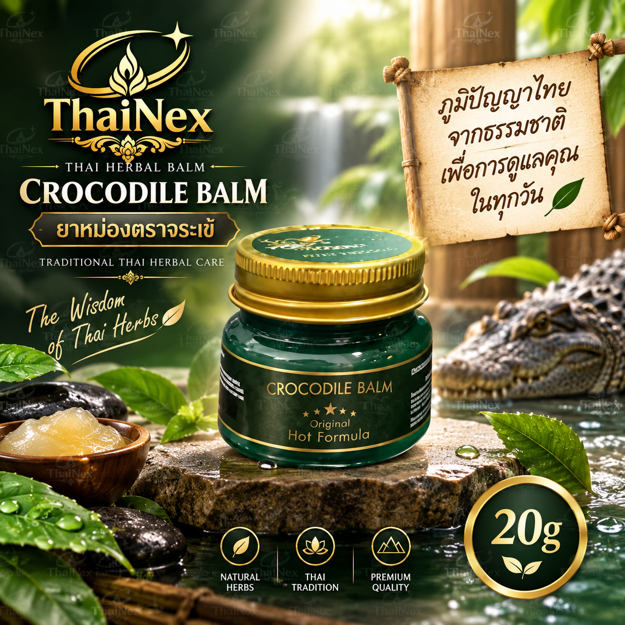 SEVEN Crocodile Strong Balm Thai Herbal Massage Balm 20g