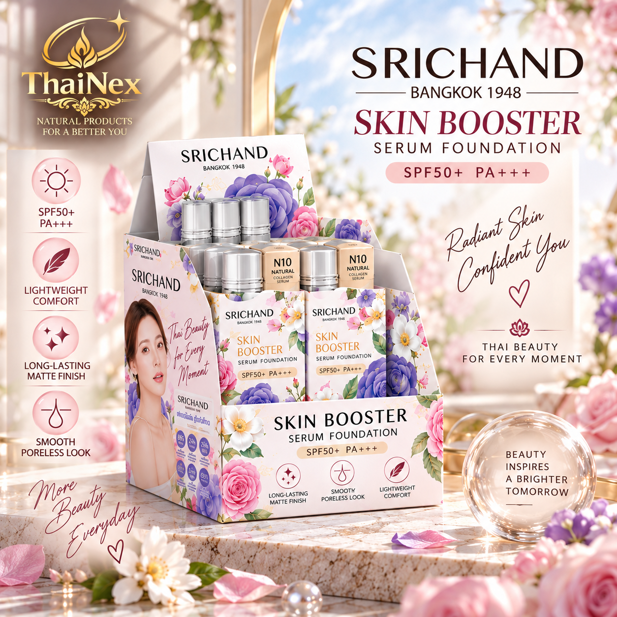Srichand Skin Booster Flawless Foundation SPF 50+ PA++++, 6 ml sachet (1 box)
