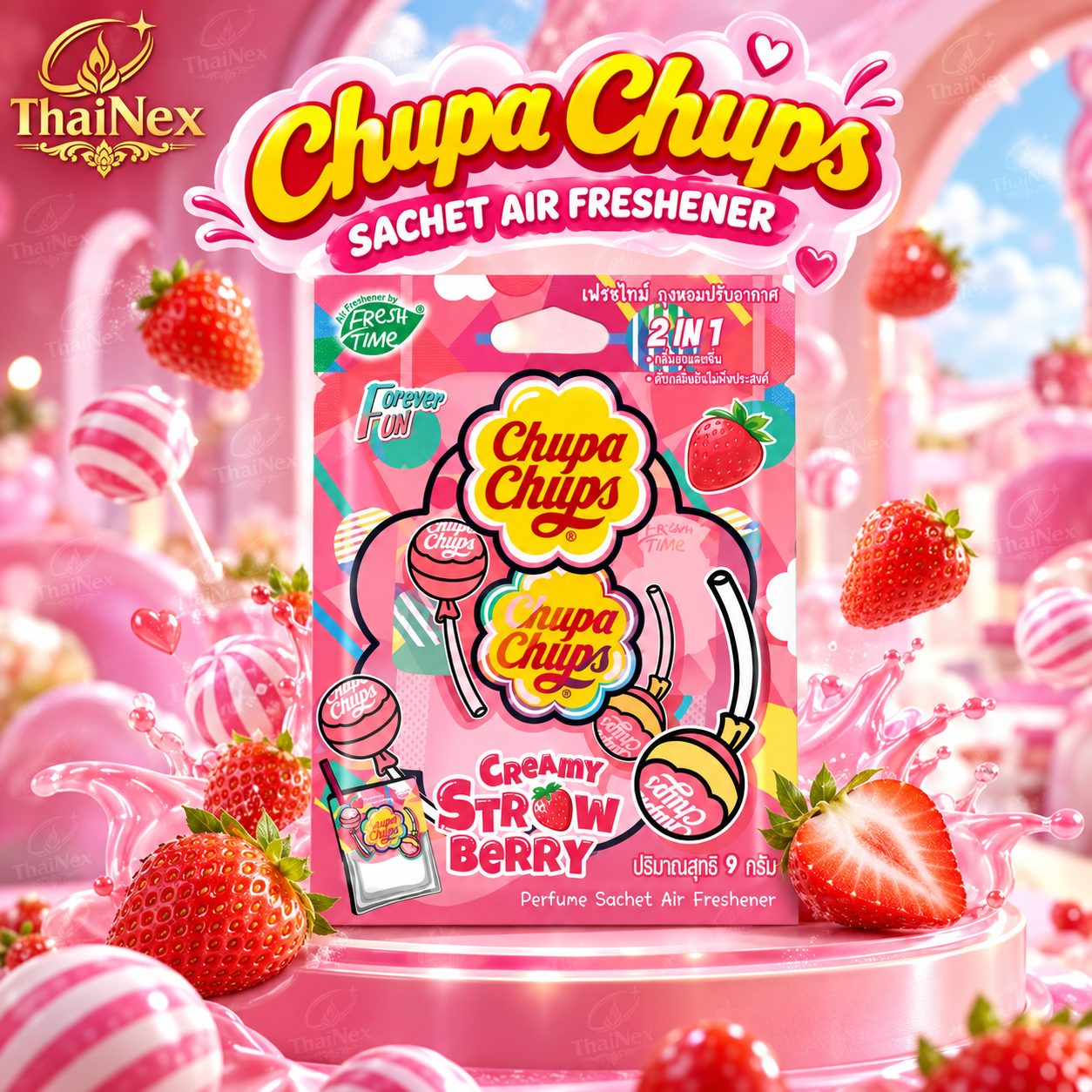Chupa Chups Fresh Time Strawberry Scented Sachet 9g