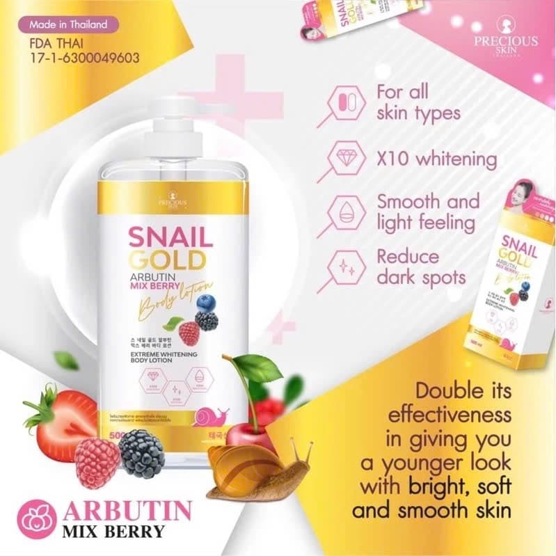 Precious Skin Snail Gold Arbutin Mix Berry Body Lotion 500g