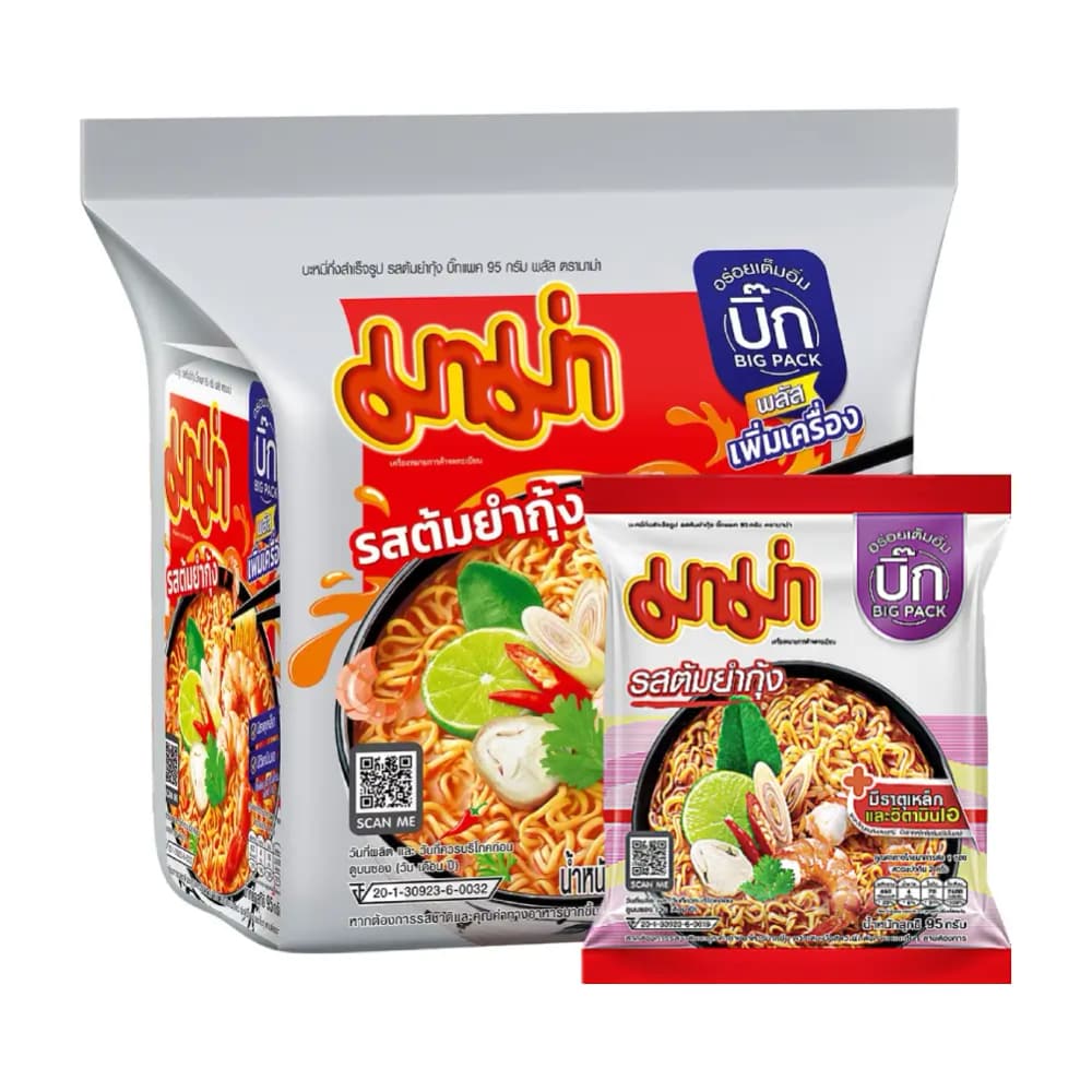 MAMA Big Pack Instant Noodles Tom Yum Kung Flavor 95g Pack 4