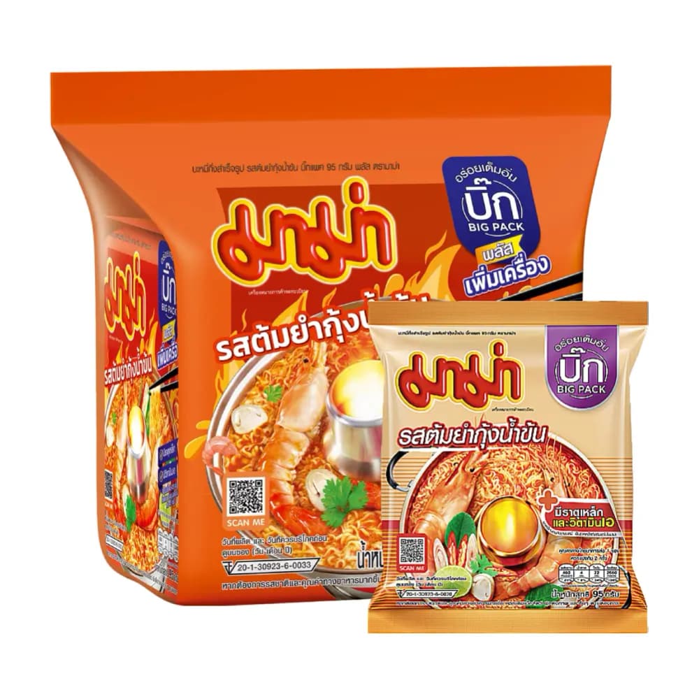 MAMA Big Pack Instant Noodles Creamy Tom Yum Kung Flavor 95g Pack 4