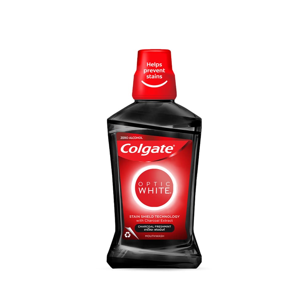 COLGATE Mouthwash Optic White Charcoal Fresh Mint Scent 500ml