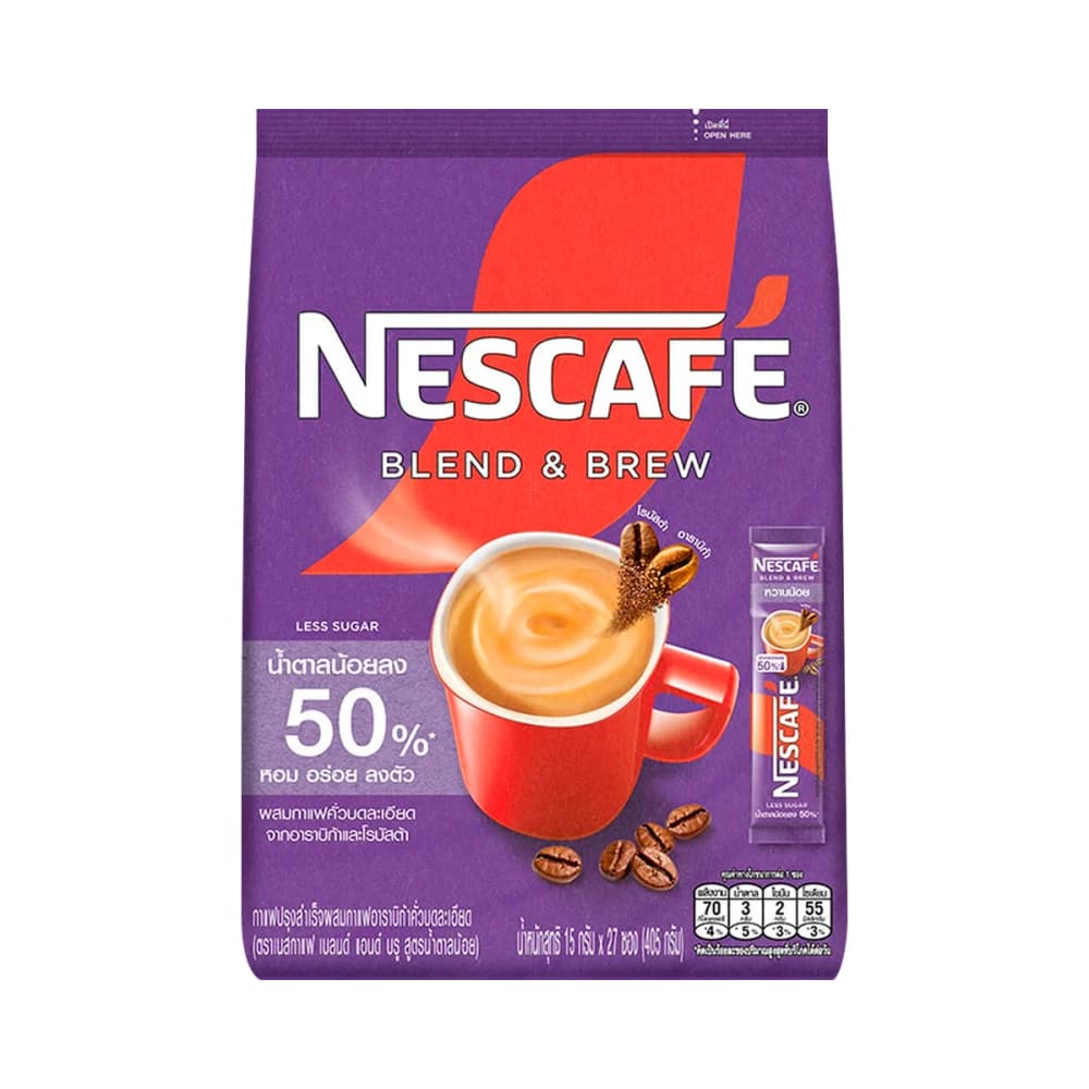 NESCAFE Blend & Brew Less Sugar Instant Coffee 15g x 27 sticks