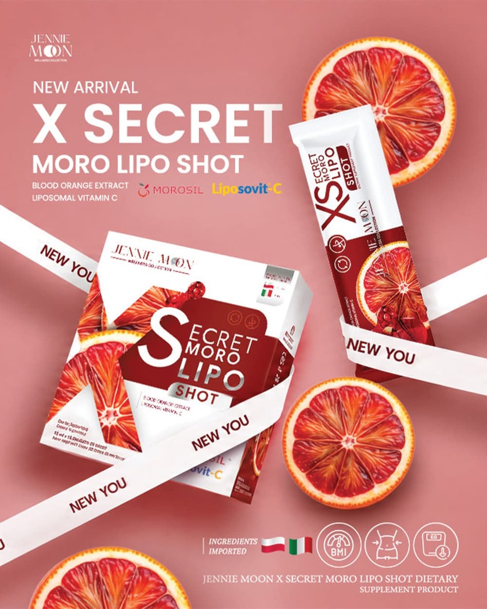 JENNIE MOON x SECRET MORO LIPO SHOT 14 SACHETS 28G