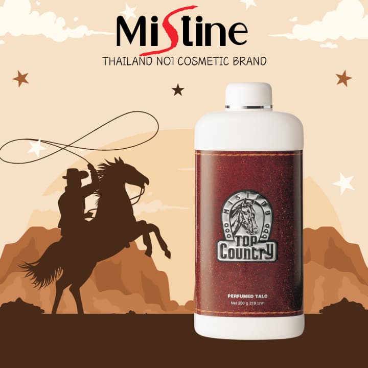 Mistine Top Country Talcum Powder – Perfumed Masculine Freshness 200g