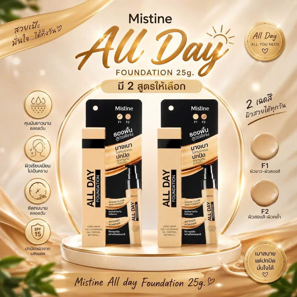 Mistine All Day Foundation SPF15 PA++ 25g