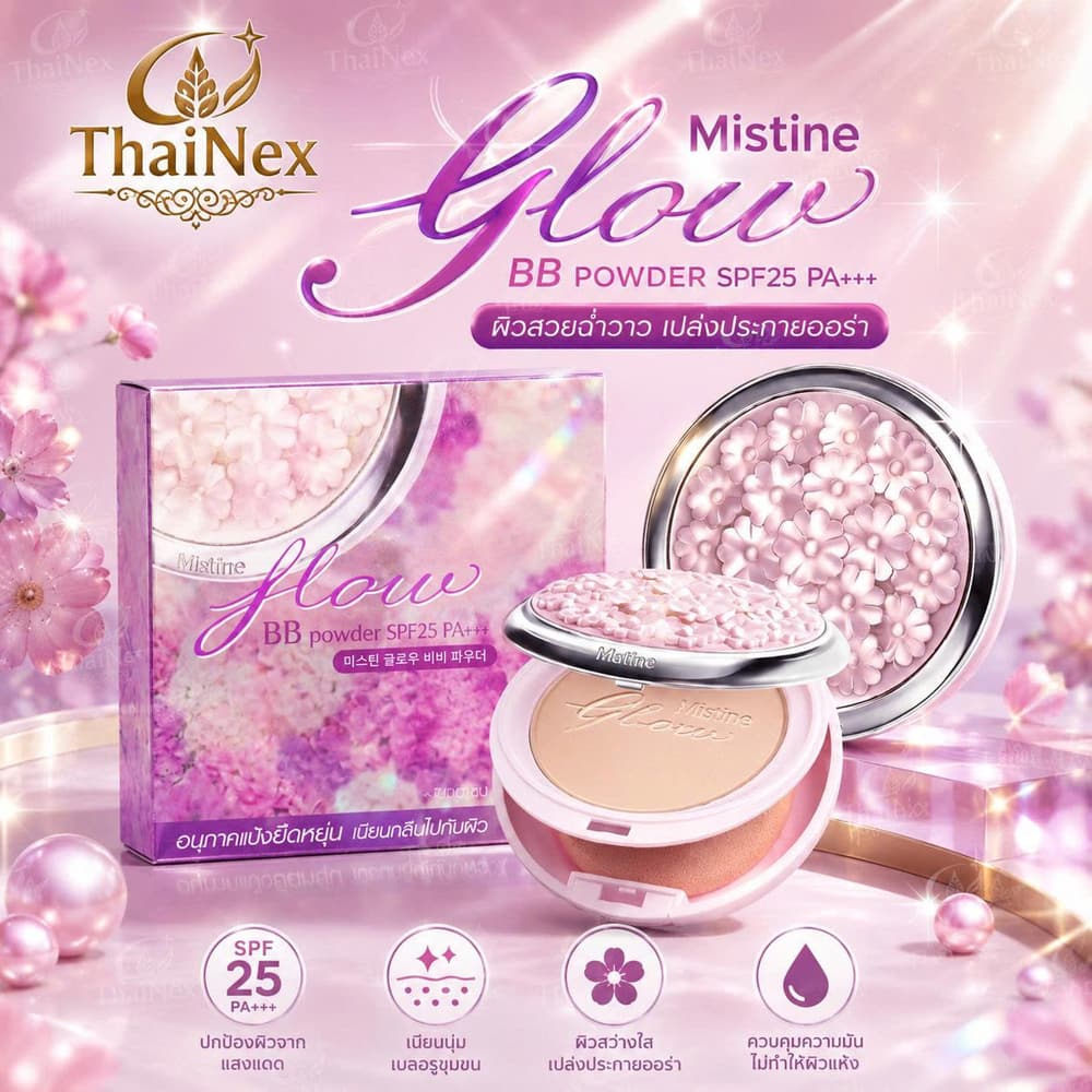 Mistine Flower BB Powder SPF25 Foundation Smooth Compact Face Powder