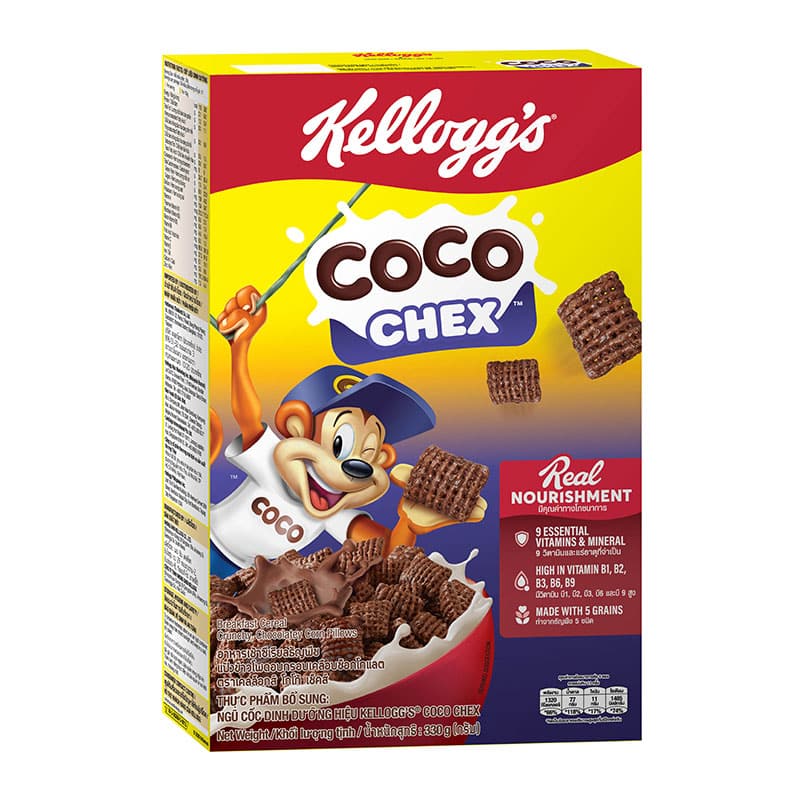 Kellogg's Coco Shake Whole Grain Cereal Crispy Corn Flakes Chocolate Covered 330g