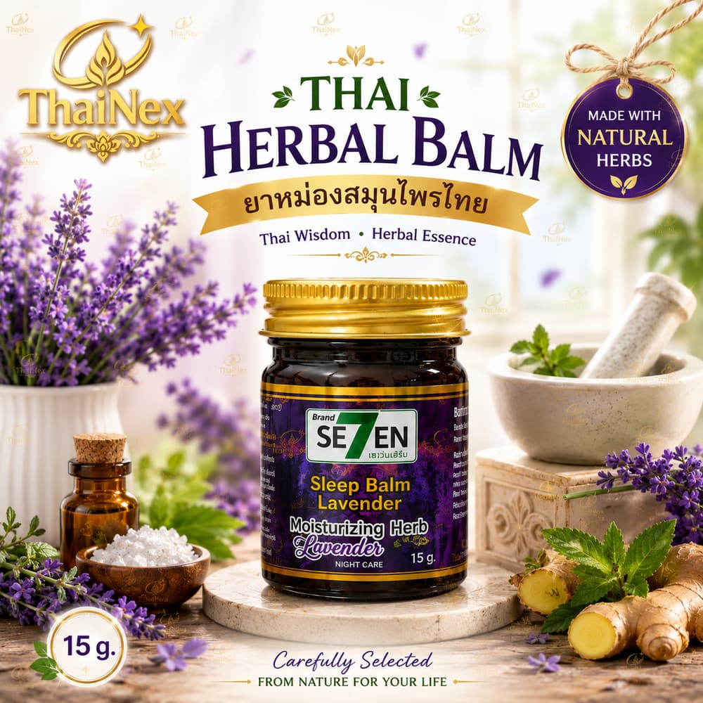 SEVEN Golden Purple Thai Herbal Massage Balm for Soothing & Refreshing Body Care 15g