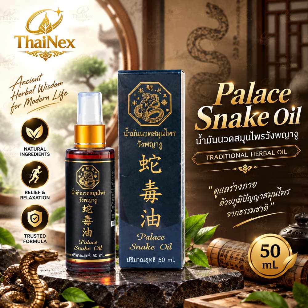 Palace Snake Oil Thai Traditional Herbal Hot Formula Massage Oil 50ml