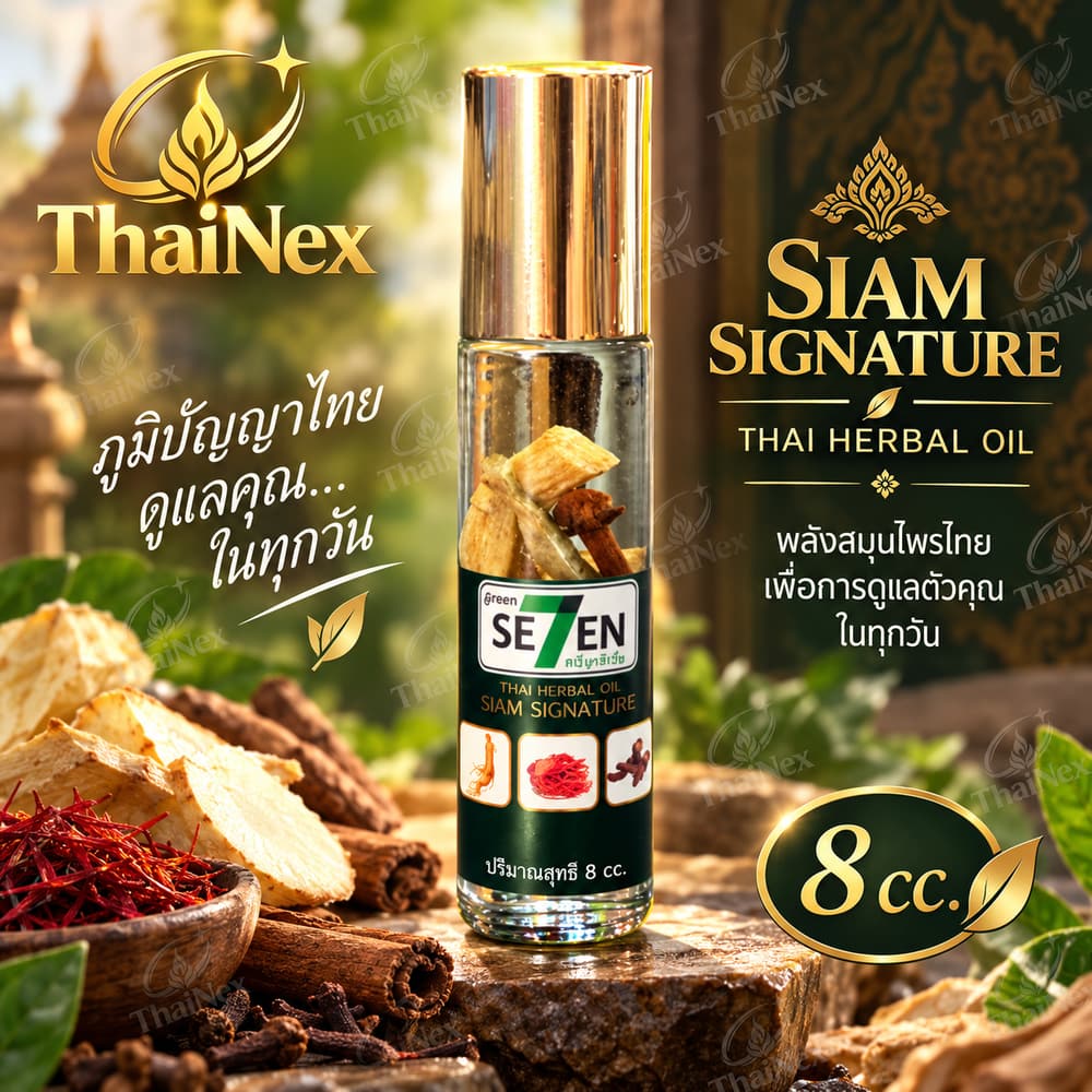 SEVEN Thai Signature Herbal Oil Traditional Aromatic Roll-On Oil 8cc