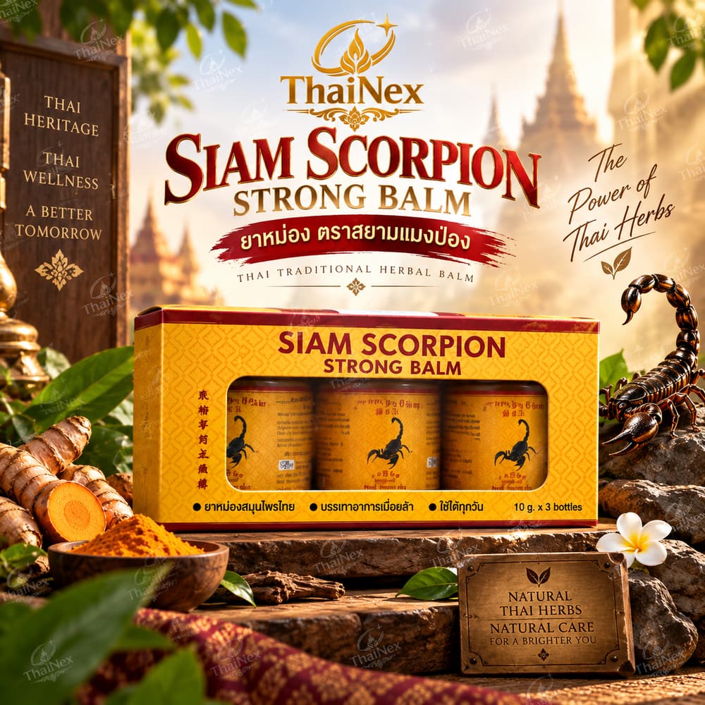 SIAM Scorpion Strong Balm Thai Herbal Massage Balm Gift Box Set – 3 Jars