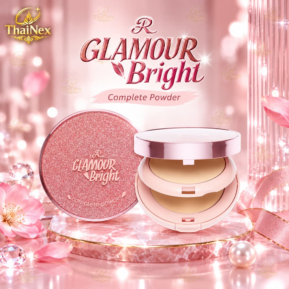 ARON Glamour Bright Complete Powder 2 in 1 Glitter & Vitamin & SPF PA 30+++ Original Thailand