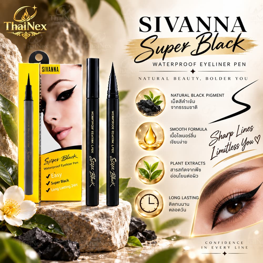 Sivanna Waterproof Spong Liner Super Black #EP030