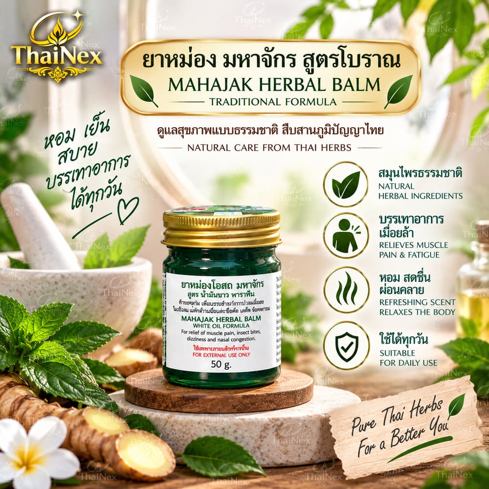 Maha Jak Thai Traditional Herbal Green Balm Osot Formula 50g