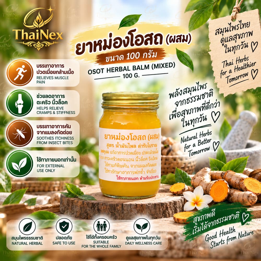 Maha Jak Thai Traditional Herbal Yellow Balm Osot Formula 100g