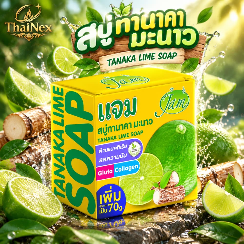 Jam Soap Tanaka Lime Gluta Collagen Soap 70g – 12 Pack