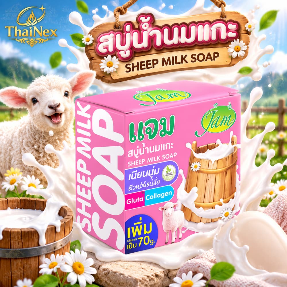 Jam Soap Sheep Milk Gluta Collagen Soap 70g – 12 Pack