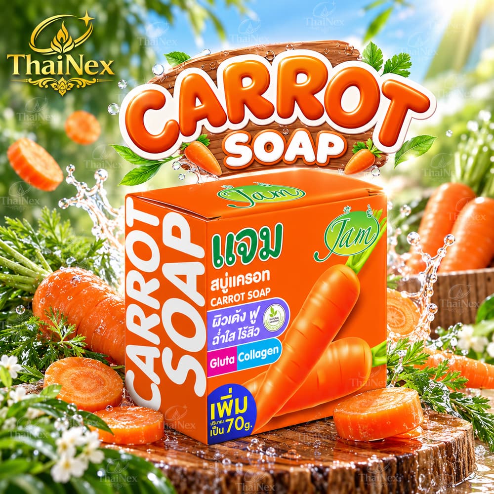 Jam Soap Carrot Gluta Collagen Soap 70g – 12 Pack