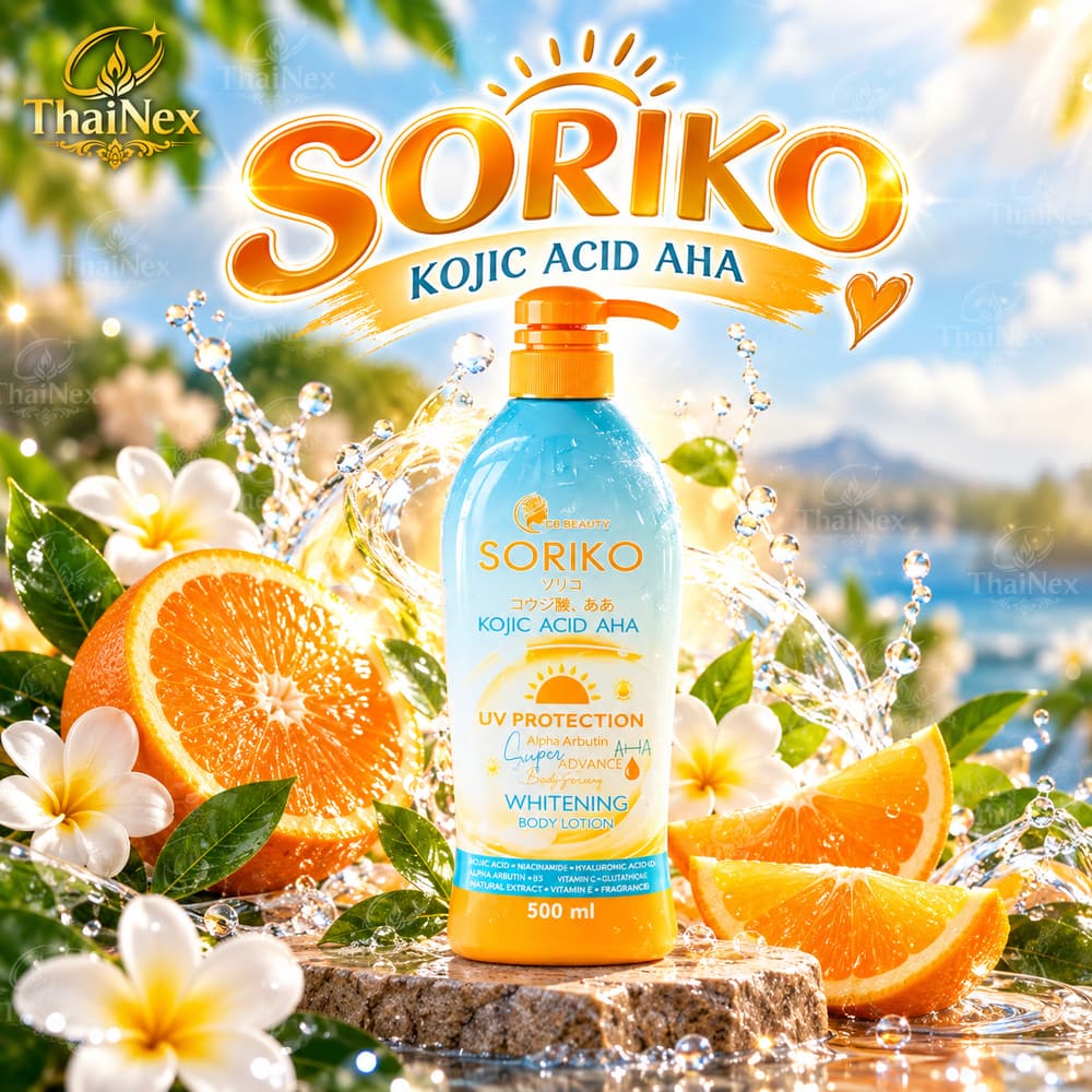 Soriko Kojic Acid AHA UV Protection Whitening Body Lotion 500ml