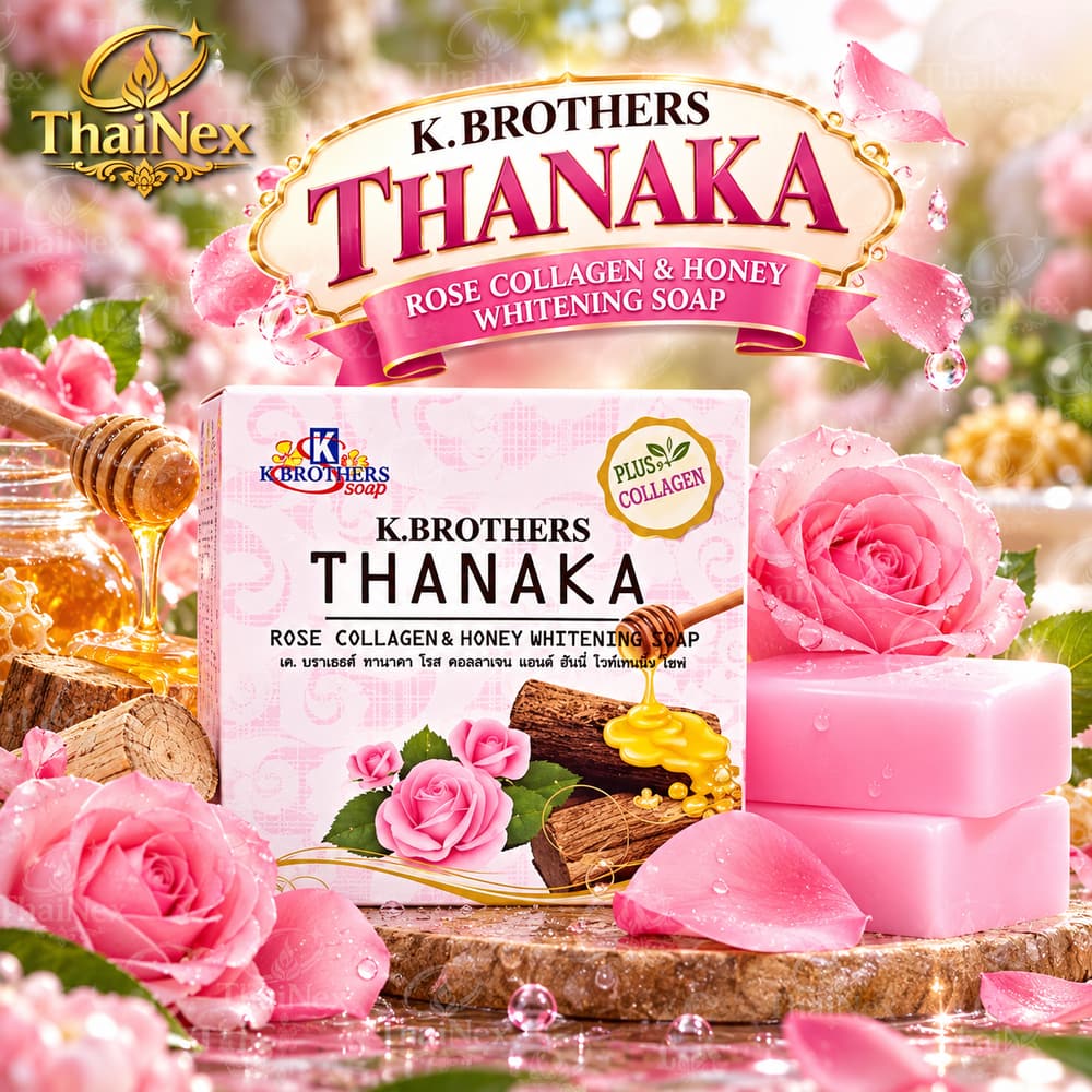 K.Brothers Thanaka Rose Collagen & Honey Whitening Soap 60g