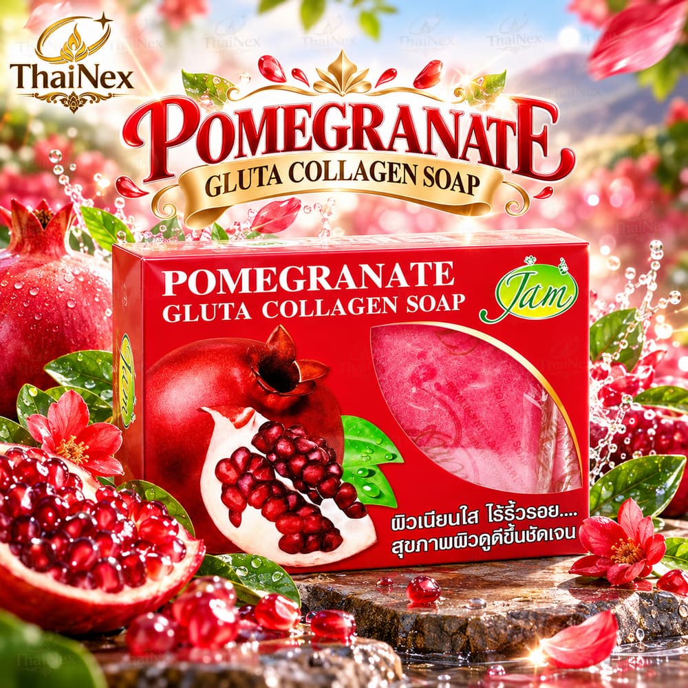 Jam Soap Pomegranate Gluta Collagen Soap 130g × 4 Bars