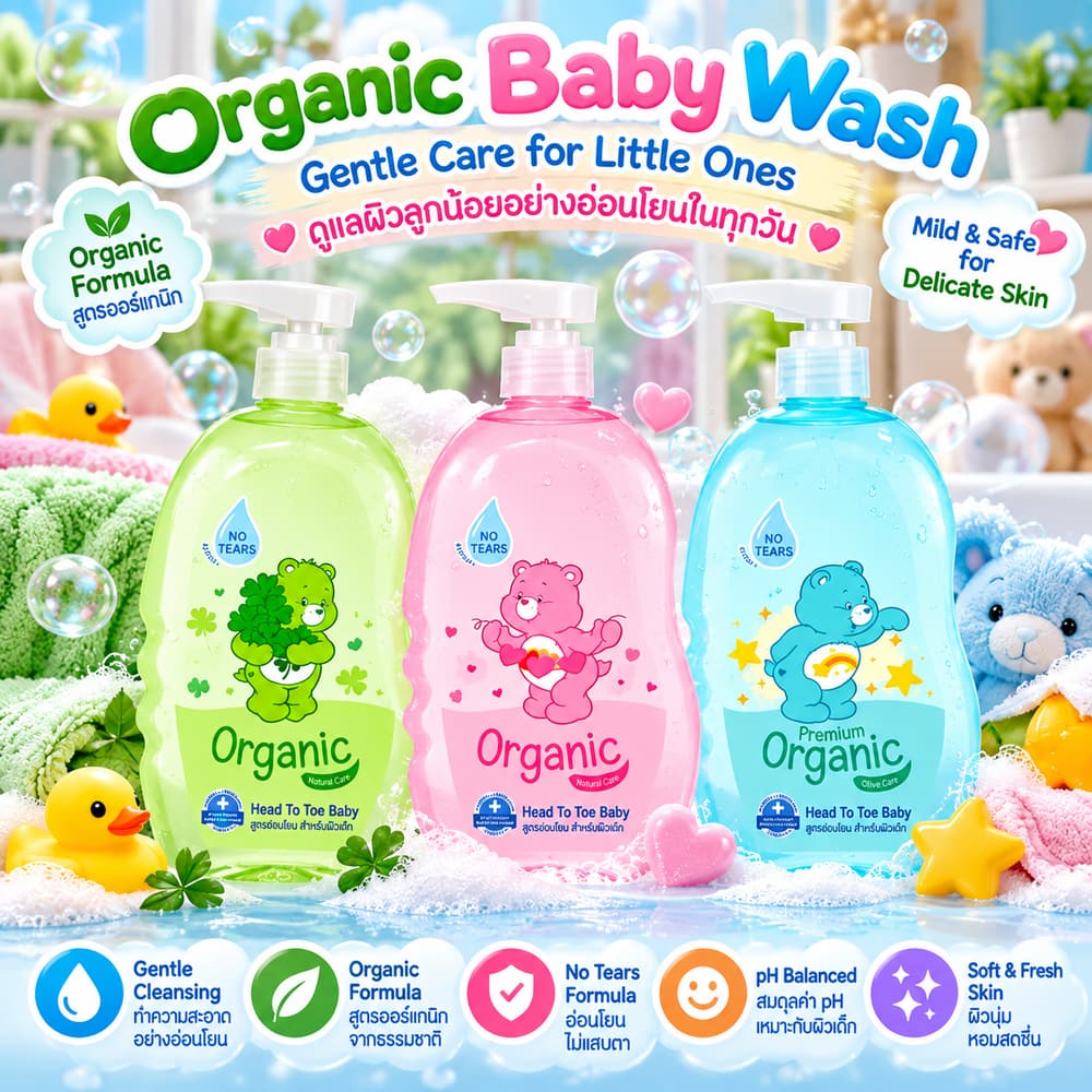 Kodomo Organic Baby Head to Toe Wash 360–400ml – 3 Formulas