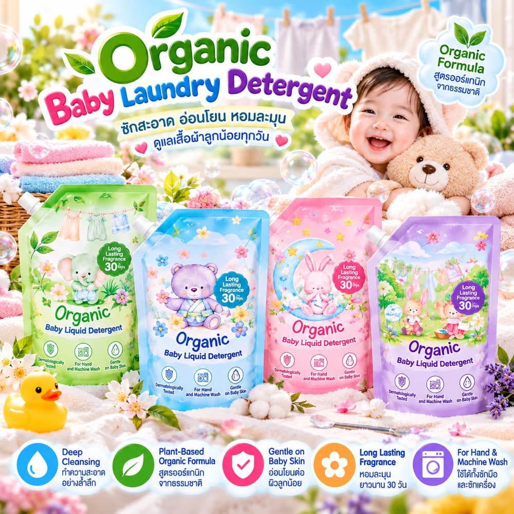 Kodomo Baby Liquid Detergent 1200–1300ml – 4 Formulas