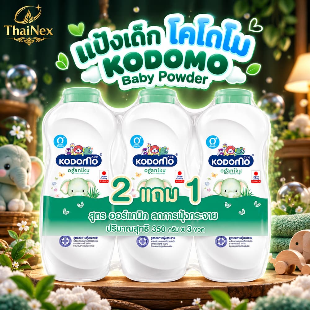Kodomo Organic Aloe Vera Baby Powder 350g –  (Buy 2 Get 1 Free)