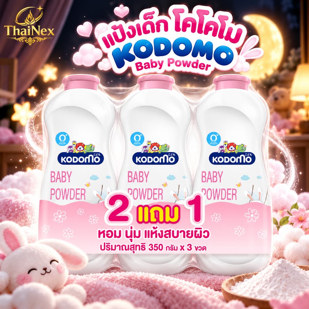 Kodomo Gentle Soft Baby Powder 350g – (Buy 2 Get 1 Free)