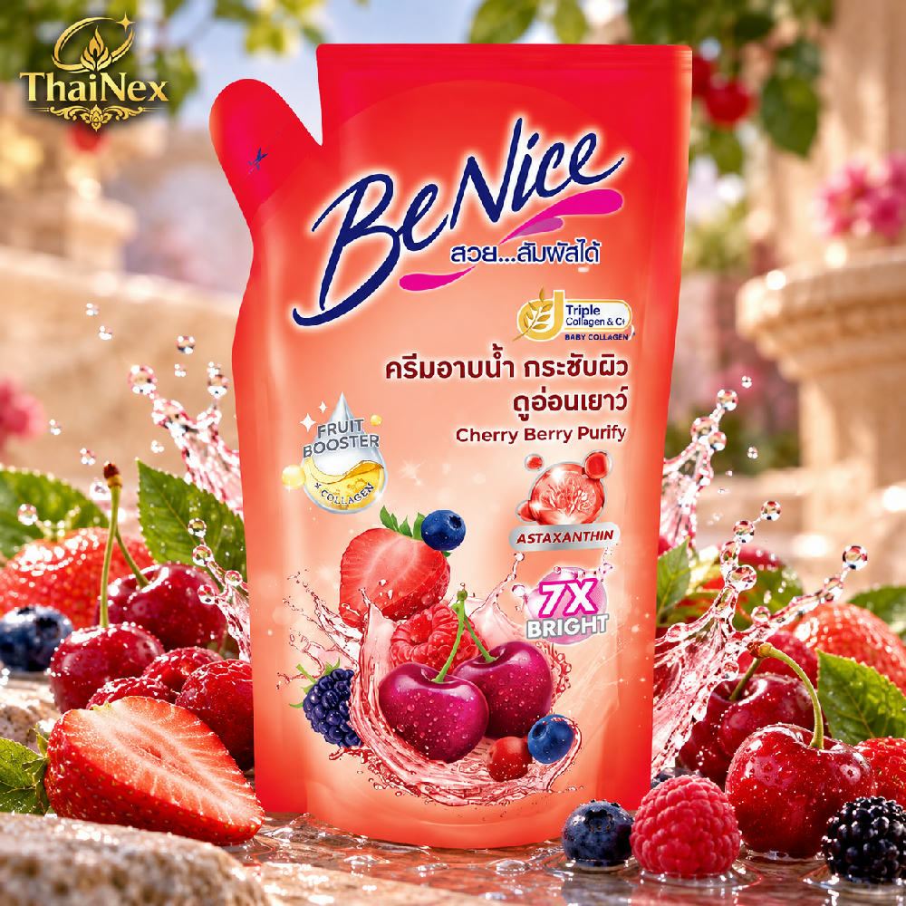 BeNice Shower Cream Cherry Berry Purify Refill 400ml 