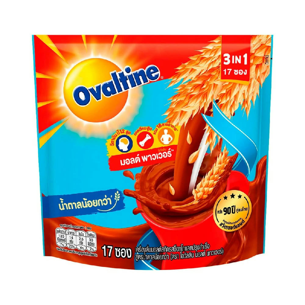 OVALTINE 3IN1 Ready Mixed Malt Beverage Chocolate Flavor Less Sugar x 17 Sachets