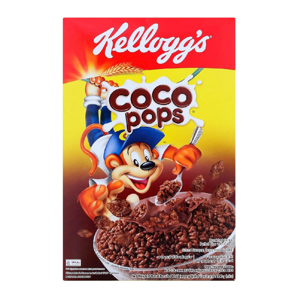 Kellogg's Coco Pops Whole Grain Cereal Coated Cocoa Puffed Rice 350g