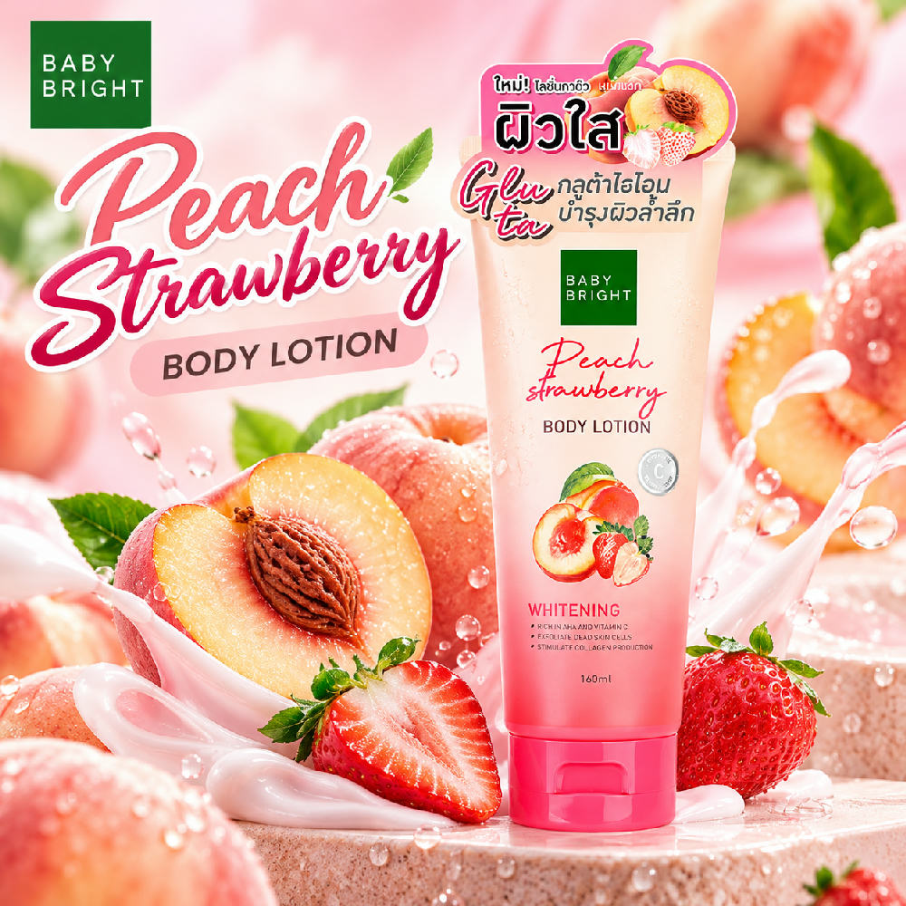Baby Bright Peach Strawberry Body Lotion Whitening 160ml