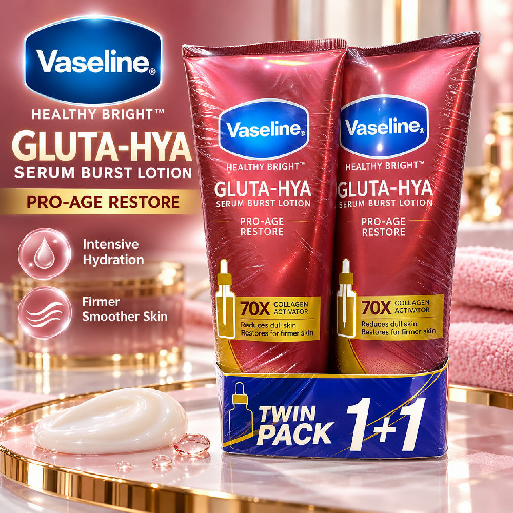 Vaseline Healthy Bright Gluta-Hya Serum Burst Lotion Pro-Age 300ml (1+1)