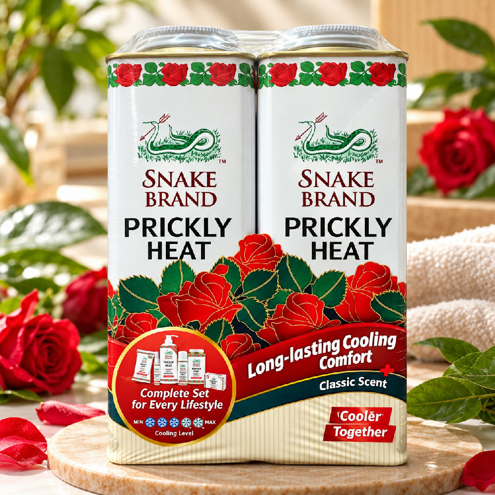 Snake brand prickly heat powder Classic Cooling Body Relief 280g (1+1)