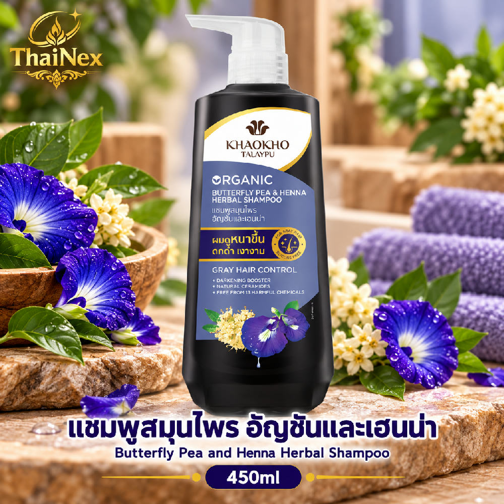 Khaokho Talaypu Shampoo Butterfly Pea & Henna 450ml