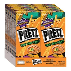 GLICO Pretz Biscuit Stick Tom Yum Kung Flavor 21g Pack 10