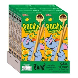 GLICO Pocky Mango Biscuit Stick Coated with Mango Flavor Confectionery 25g Pack 10