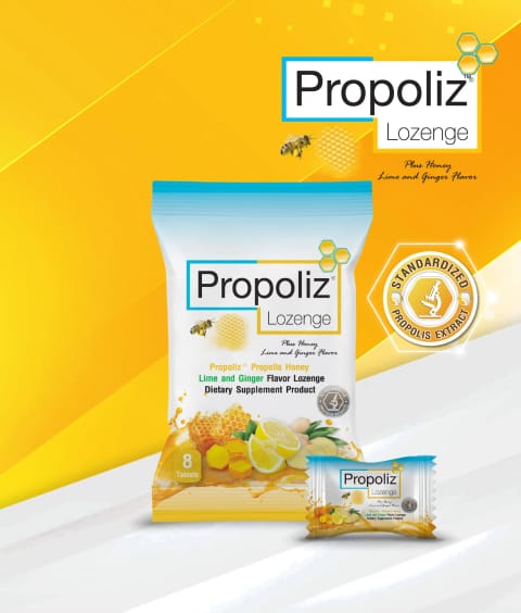 PROPOLIZ Propolis Honey Lime and Ginger Flavor Lozenge 8 tablets