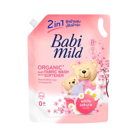 BABI MILD White Sakura Baby Fabric Wash with Softener Refill 2400ml