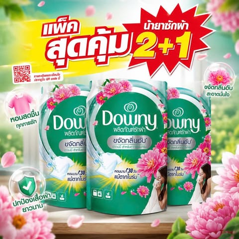 DOWNY Liquid Laundry Detergent Indoor Dry 550ml Pack 2+1