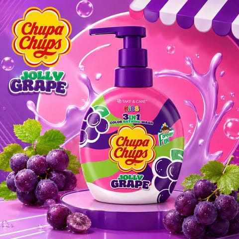 Chupa Chups Kids 3in1 Color Foaming Wash Jolly Grape 500ml