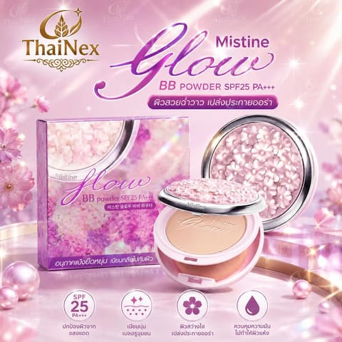 Mistine Flower BB Powder SPF25 Foundation Smooth Compact Face Powder