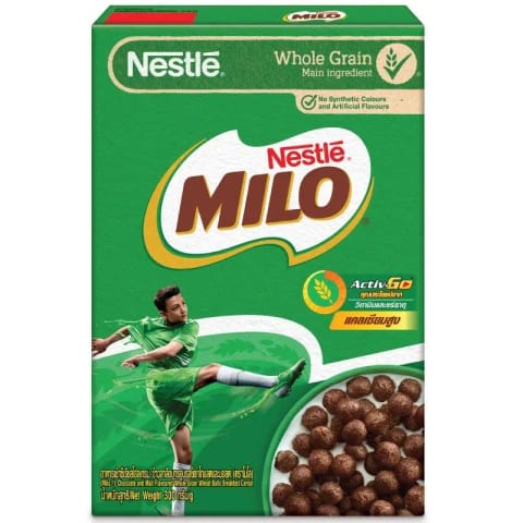 Milo Chocolate and Malt Flavored Whole Grain Wheat Ball Breakfast Cereal 300g