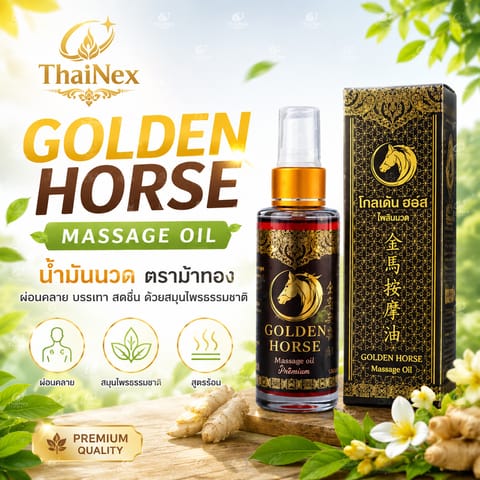 Golden Horns Thai Traditional Herbal Hot Formula Massage Oil 50ml